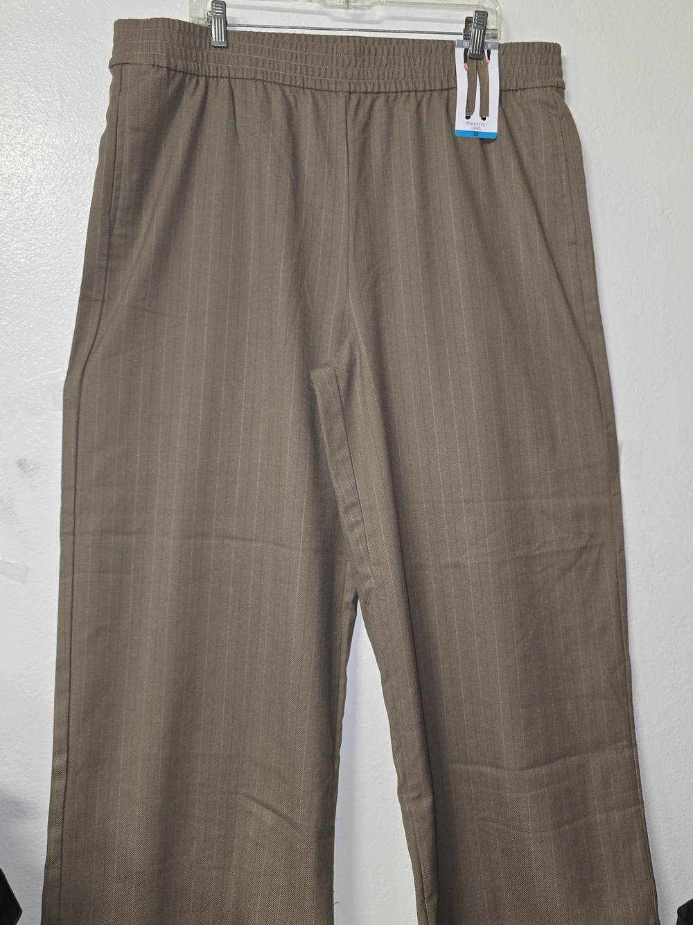 Matty M Olive Brown Pinstripe Wide-Leg Pants
